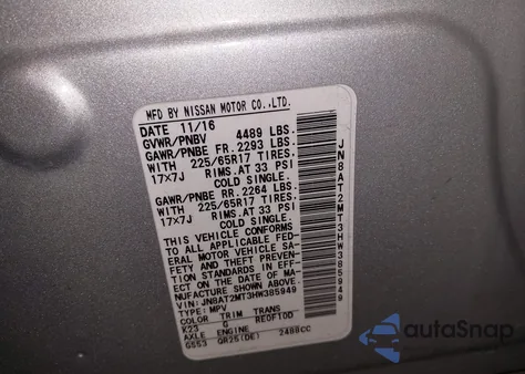 2017 Nissan Rogue S из США, поврежденный, VIN JN8AT2MT3HW385949